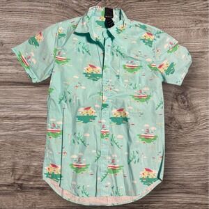 Studio Ghibli Ponyo Shirt Mens S Blue Animation Anime Art Nautical AOP